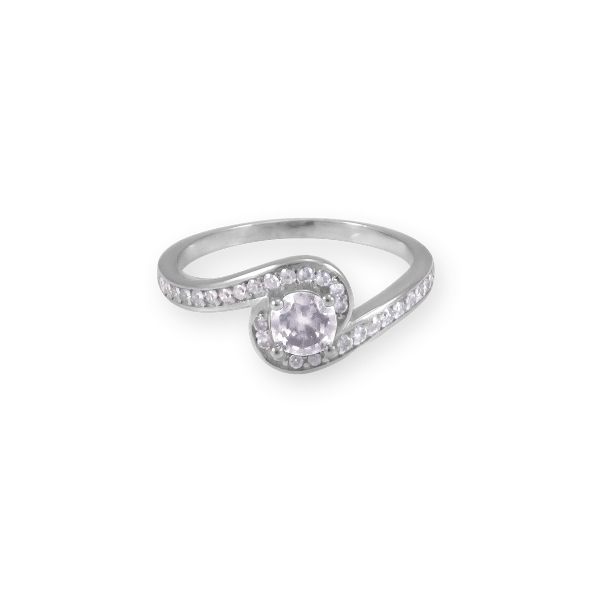 Bague en argent 925 rhodié avec oxydes de zirconium