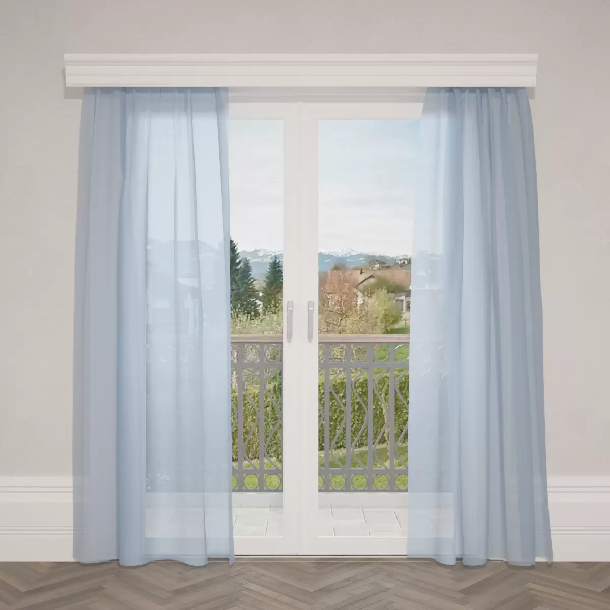 Tagvorhang Mousseline Blau