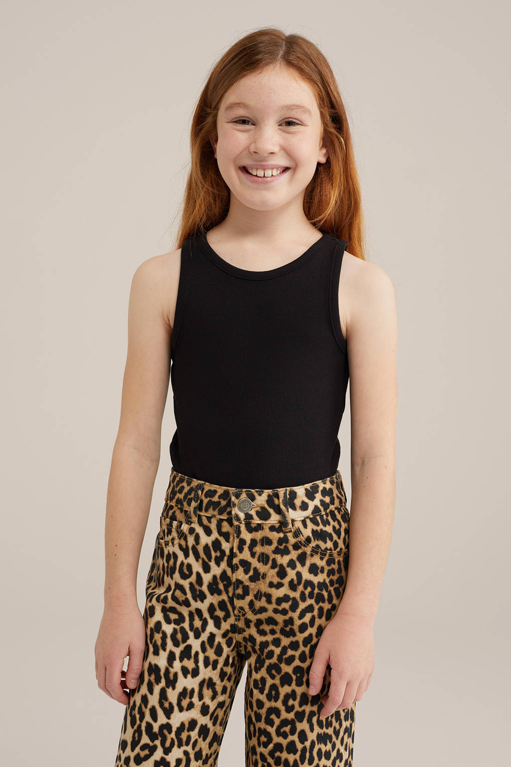 WE Fashion ribgebreidetop zwart