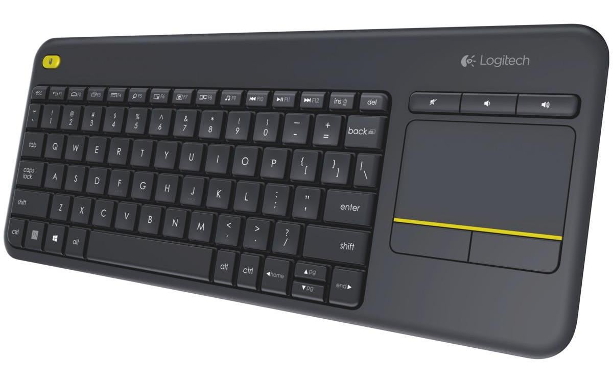 Tastatur K400 Plus CH-LayoutKabellose Tastatur mit Touchpad, CH-Layout, dunkelgrau