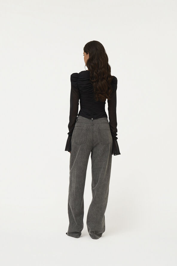 ROTATE Birger Christensen Chiffon Longsleeved Top Black