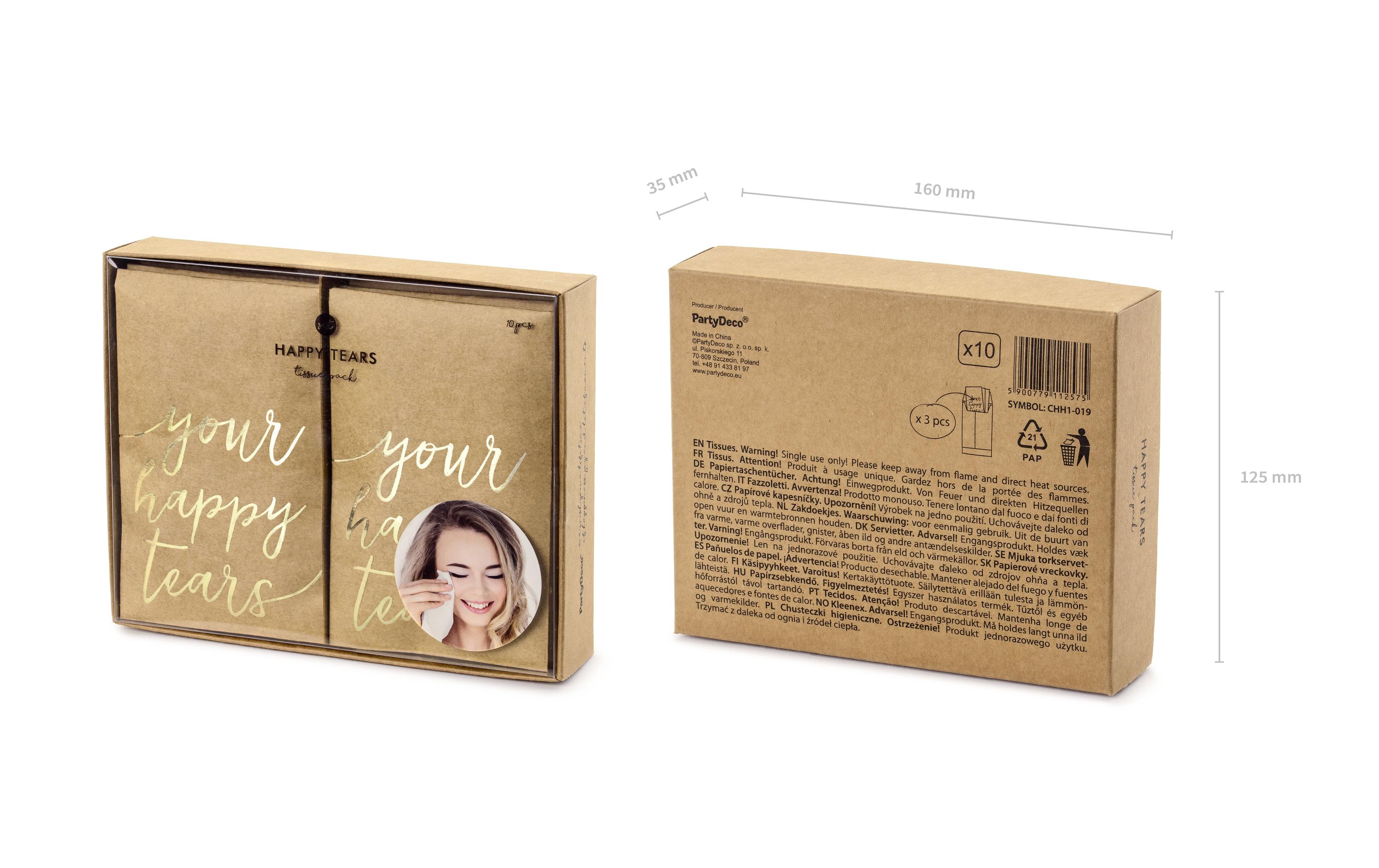 Hochzeitsaccessoire Your happy tears 7.5 x 12 cm, BraunPapiertaschentuch für die Freudetränen während den emotionalen Momenten der Hochzeit