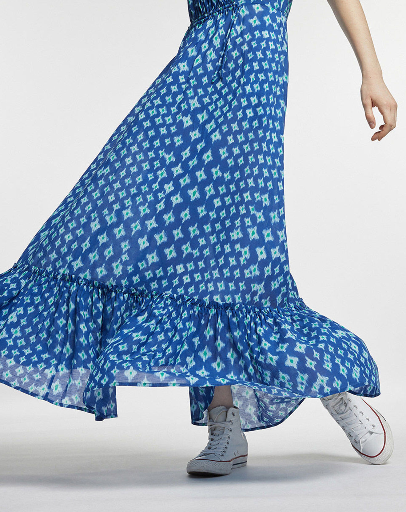 Galeries Lafayette Robe maxi Gloria imprimé bleue
