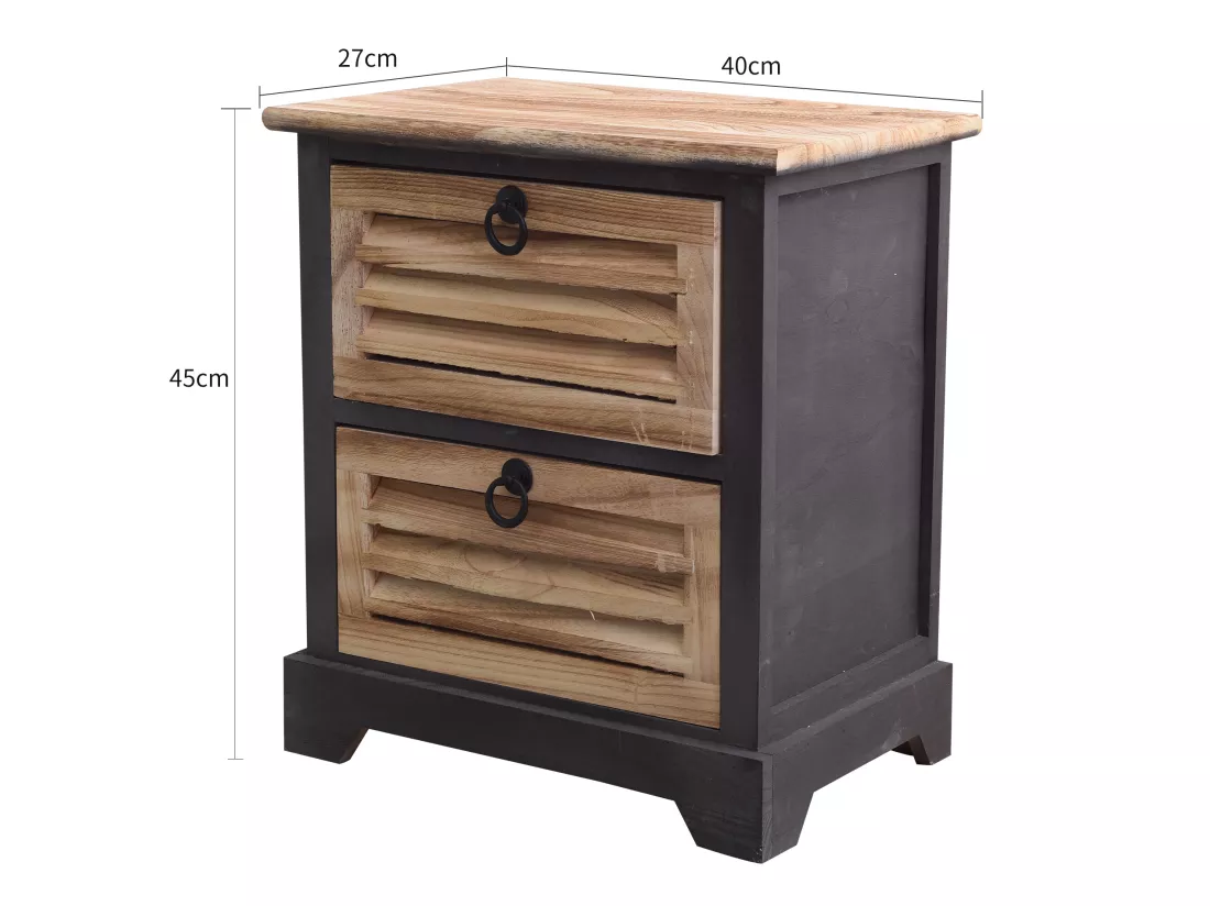 Table De Chevet 2 Tiroirs Bois Marron Classique 45x40x27