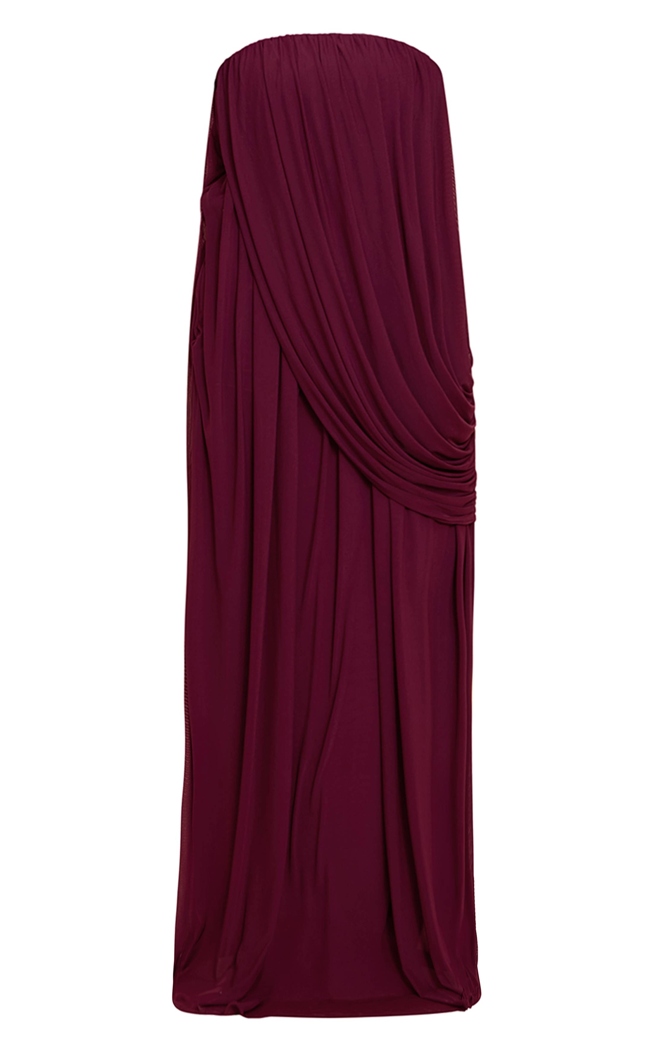 Rouge Mûrier Robe Longue Bandeau Drapée En Maille Crème PLT Label