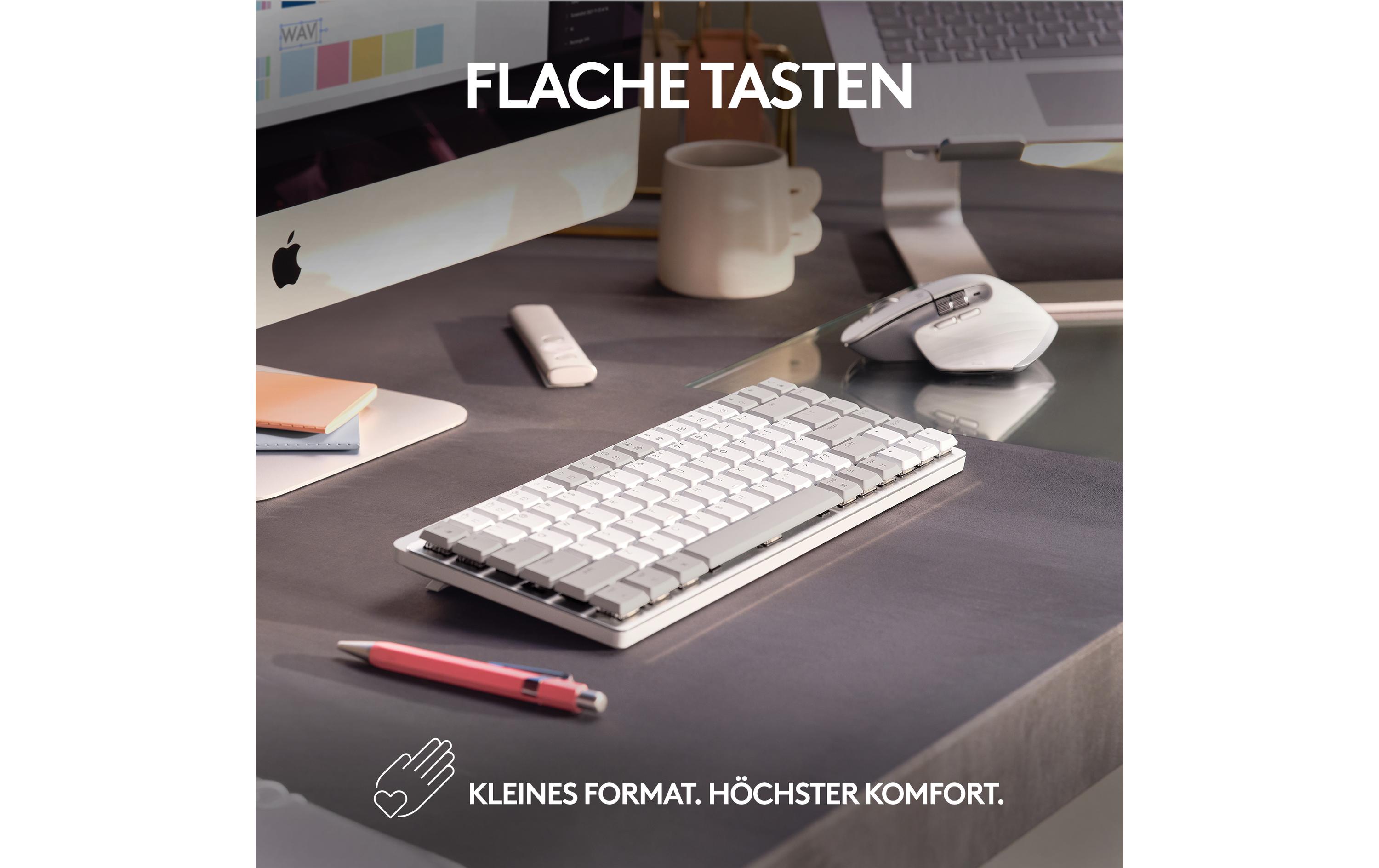 Tastatur MX Mechanical Mini for Mac pale grey<br>Für Mac optimierte kompakte, kabellose Business-Tastatur mit mechanischen Tasten