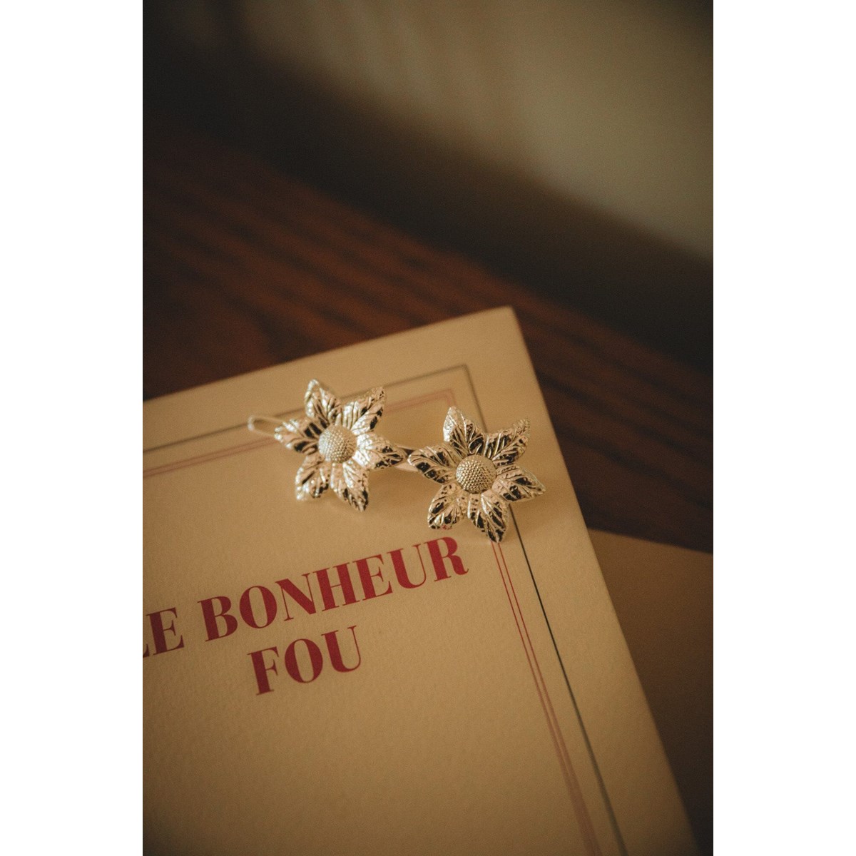 barrette fleurs plaqué argent - HESPÉRIS