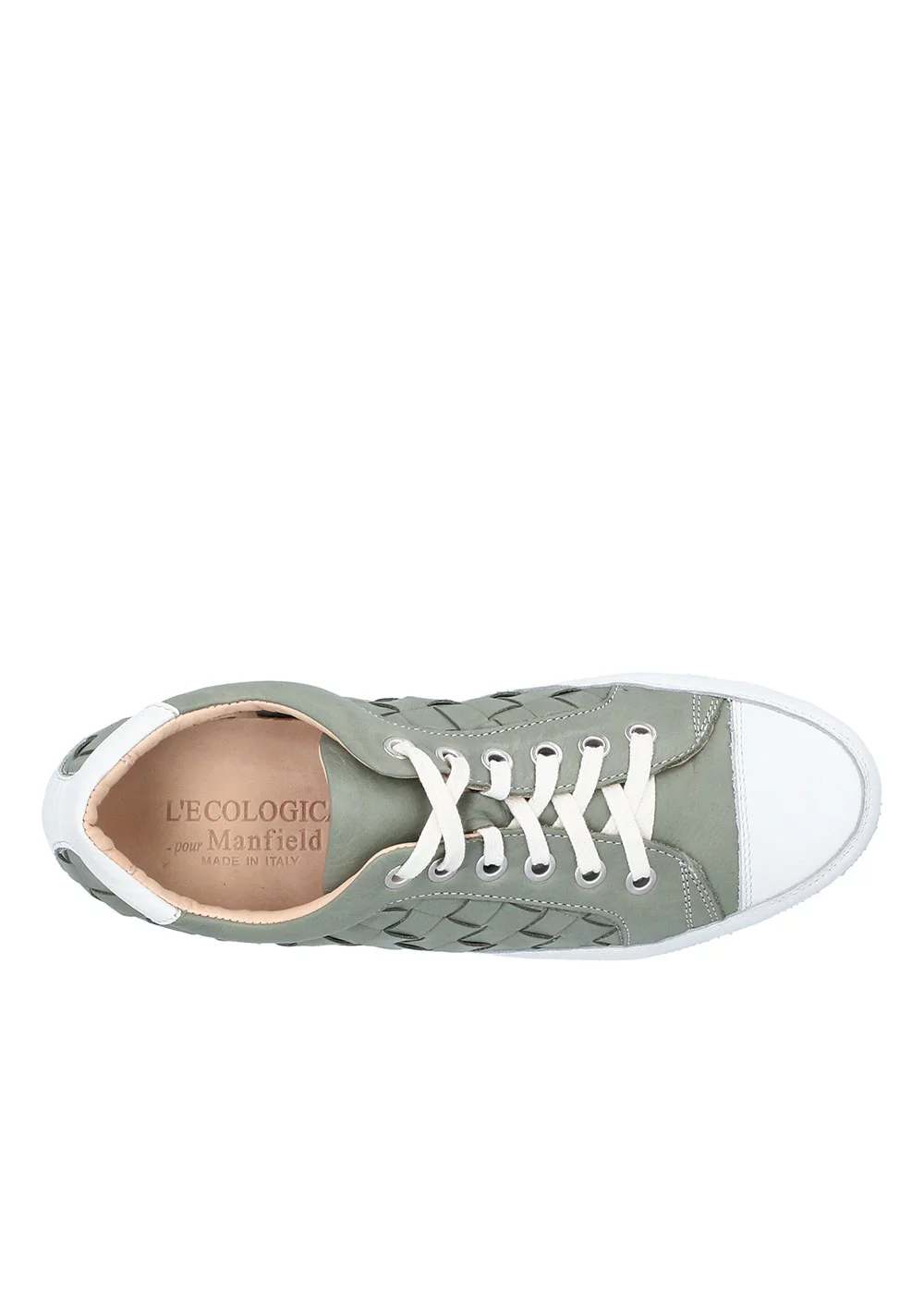 BASKET ROTONDA TRESSEE CUIR VERT