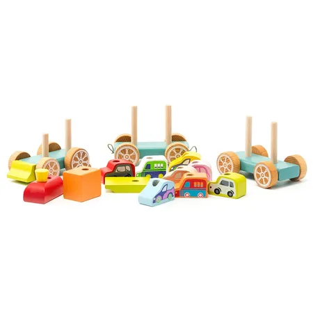 Cubika Holzzug mit kleinen Autos
