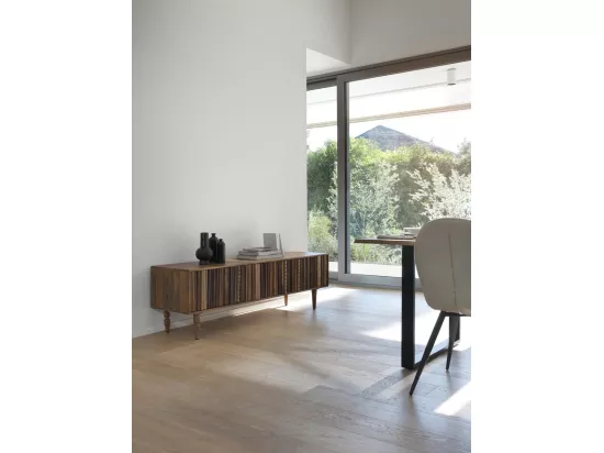 Meuble TV 3 portes multicolores en acacia massif