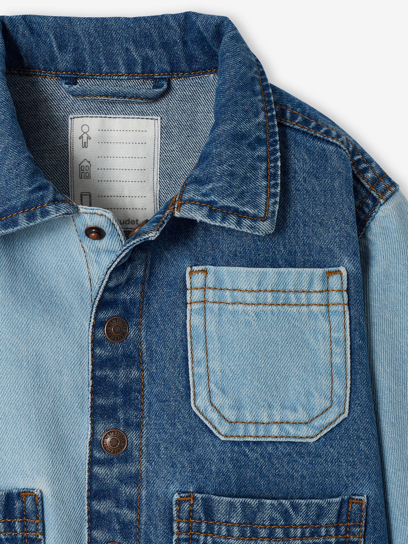 Jaqueta jeans contrastante para bebê pedra