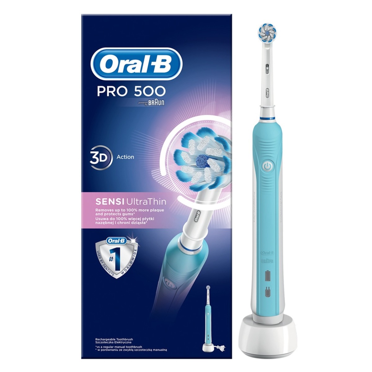 Oral-B PRO 500 Volwassene Roterende-oscillerende tandenborstel Turkoois, Wit
