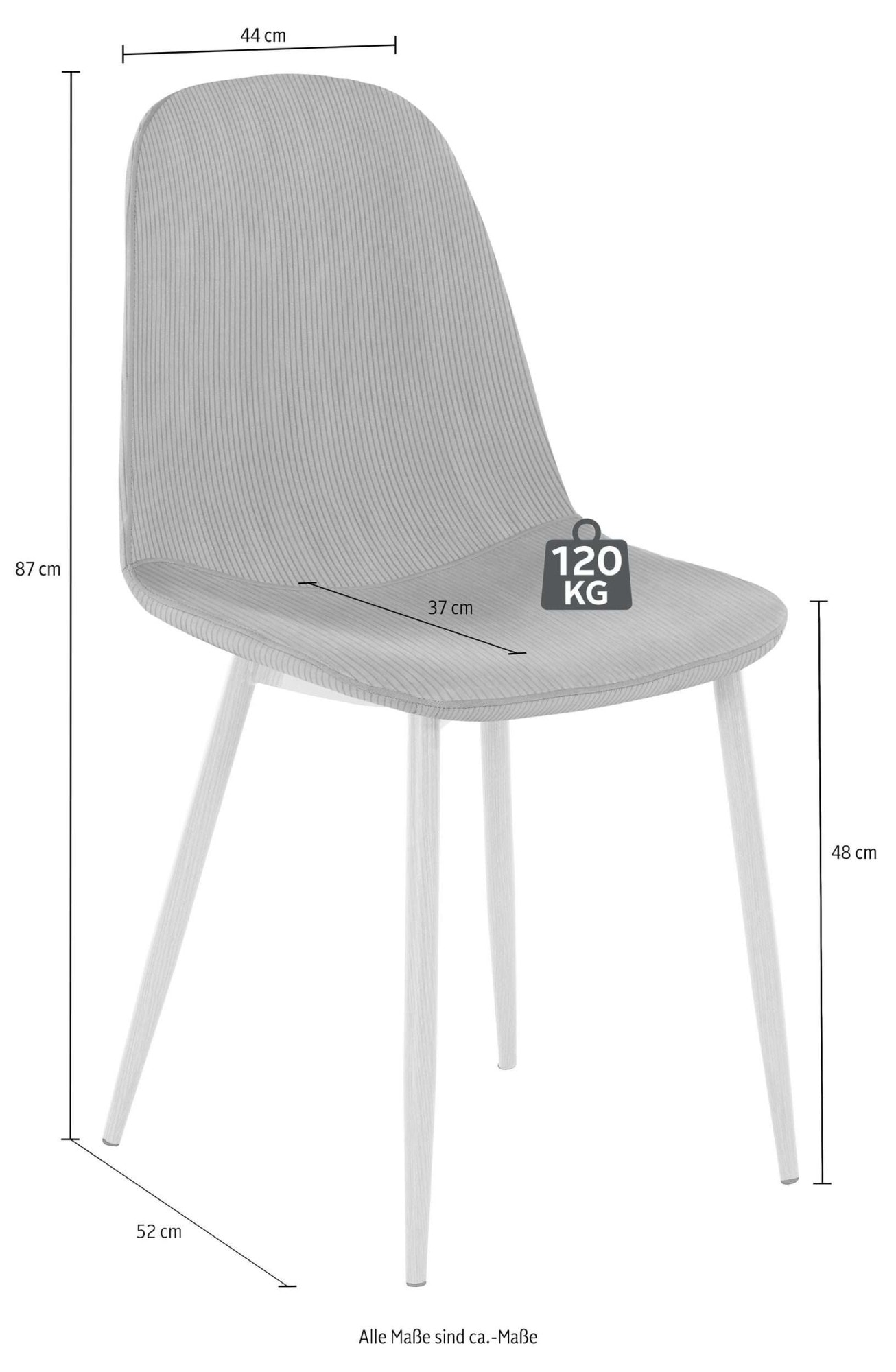 INOSIGN Essgruppe »Danny-Miller« Set, Set 140 cm, 5 Stk. tlg. Glastisch 140x80 cm mit 4 Stühlen (Cord), Gestell aus Metall
