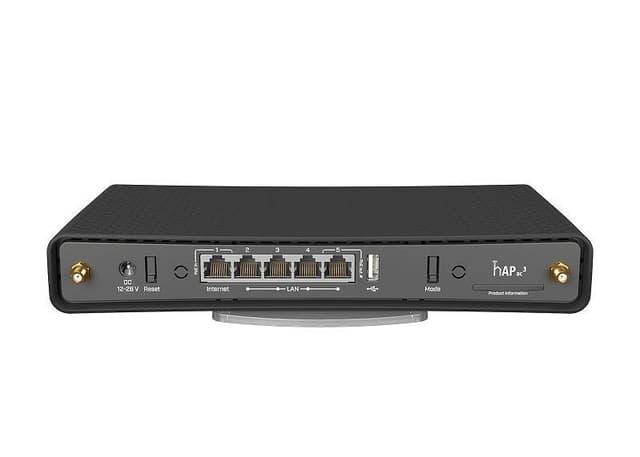 MikroTik trådløs router HAP AC3 802.11ac, 300+867 Mbit/s, 10/100/1000 Mbit/s, Ethernet LAN (RJ-45) porte 5, Antennetype 2xExternal, 1 Ã— USB-A, 1 x PoE-out 1G
