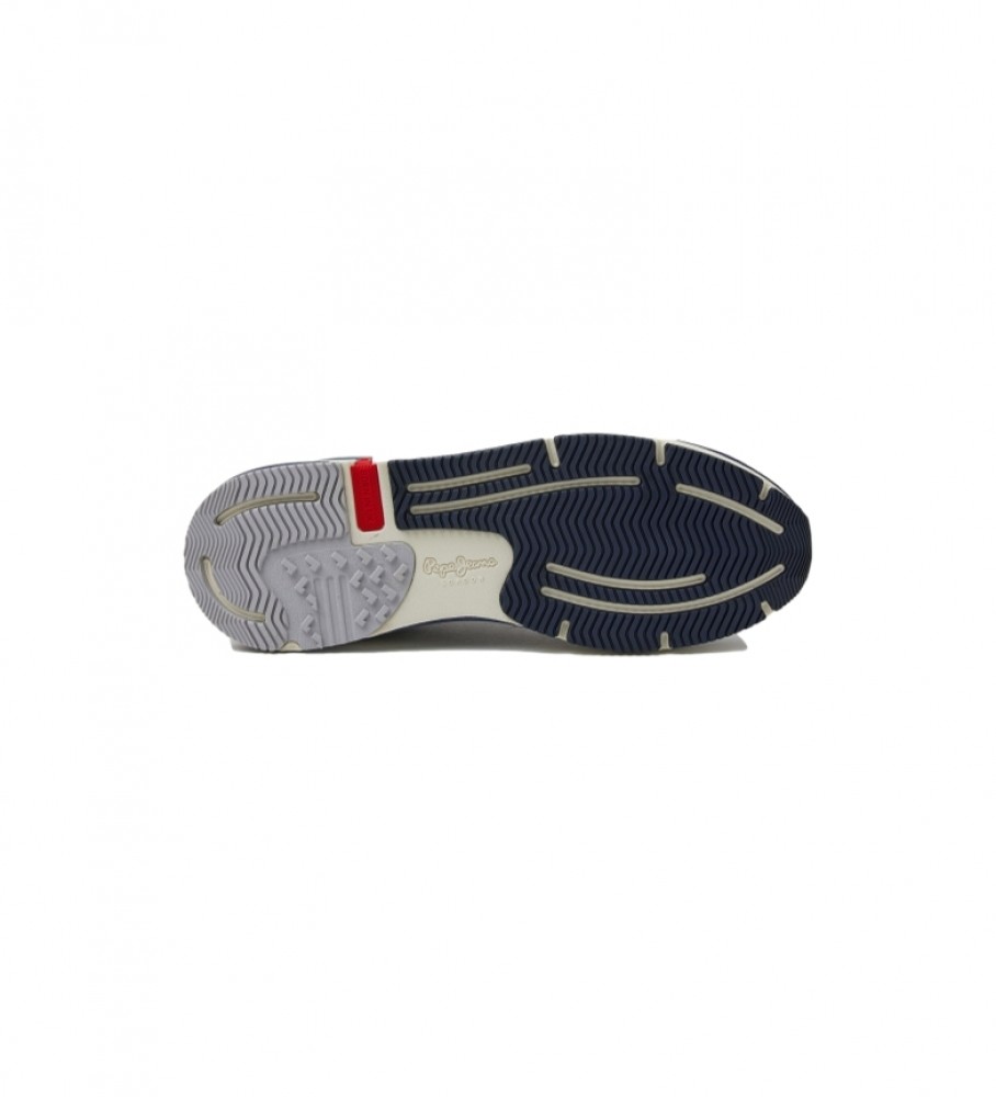 Tênis Pepe Jeans London Pro em couro combinado, cor azul marinho.