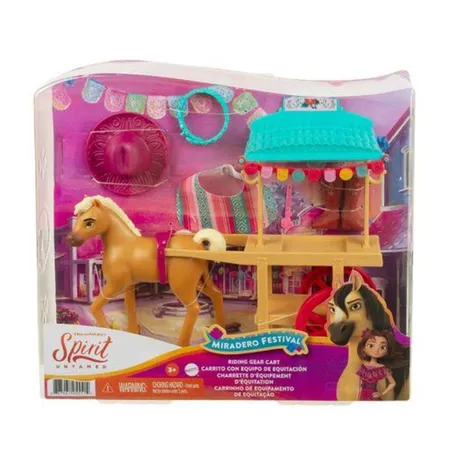 Mattel „Spirit – frei und ungezähmt“ Miradero Festival Karren mit Reitausrüstung & Pony