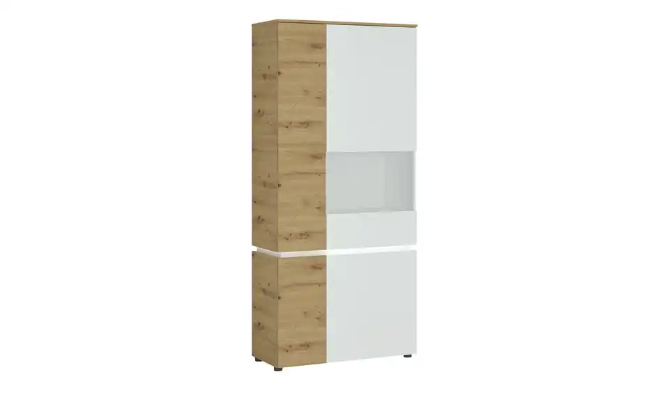 Vitrine Luci Cremeweiß, Eiche Artisan (Nachbildung) Vitrinentür rechts