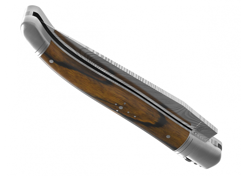 Couteau Laguiole collection damas avec un manche en bois d'ébène royal et 2 mitres en acier inoxydable