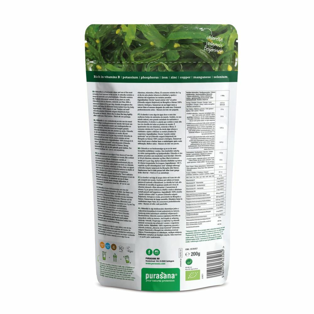 Purasana Superfood Chlorella Poeder Bio200 gr