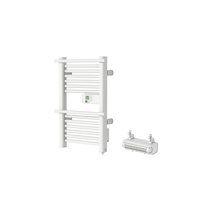 Sèche-serviettes électrique GoodHome Solna blanc 350W + Soufflerie amovible GoodHome Acilia blanc 500W