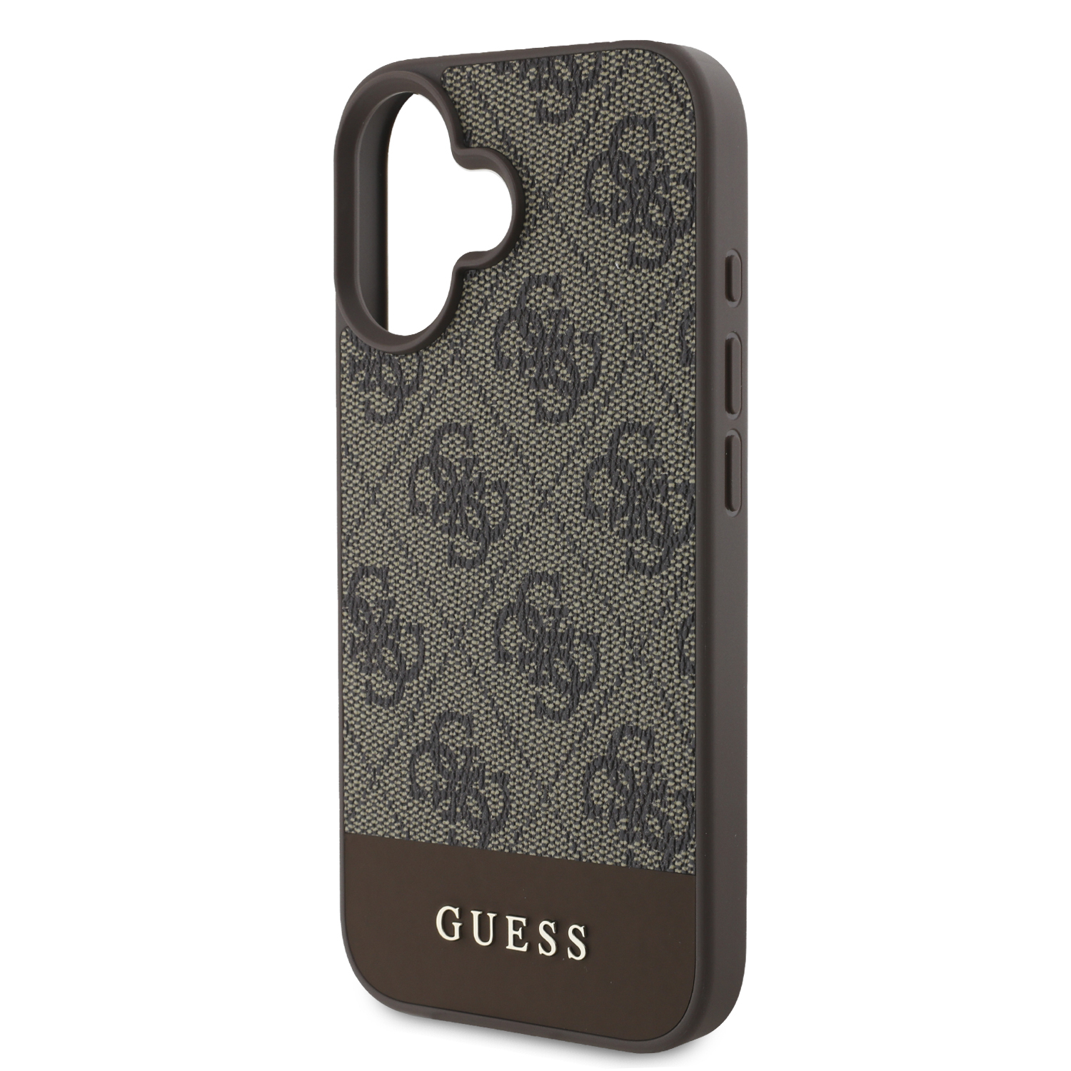 iPhone 16 Leder Hardcase Hülle 4G Bottom Stripe (GUHCP16SG4GLBR) - Braun