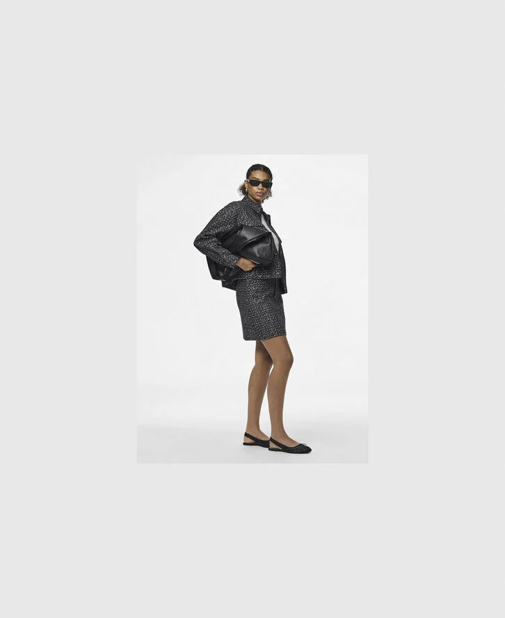 Pieces PCROBERTA HW MINI SEQUINS SKIRT Grey denim