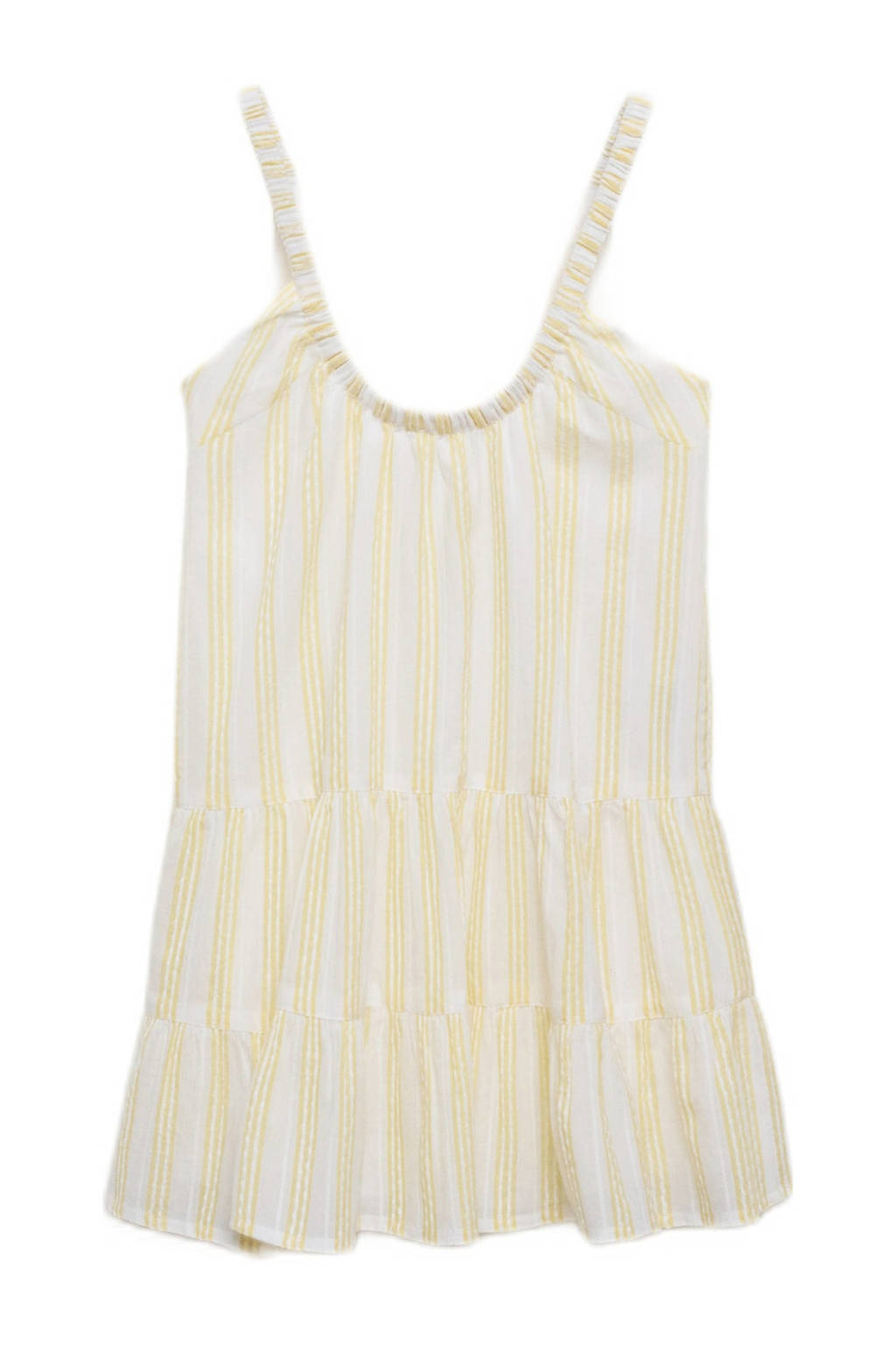 Mango Kids gestreepte jurk geel/wit
