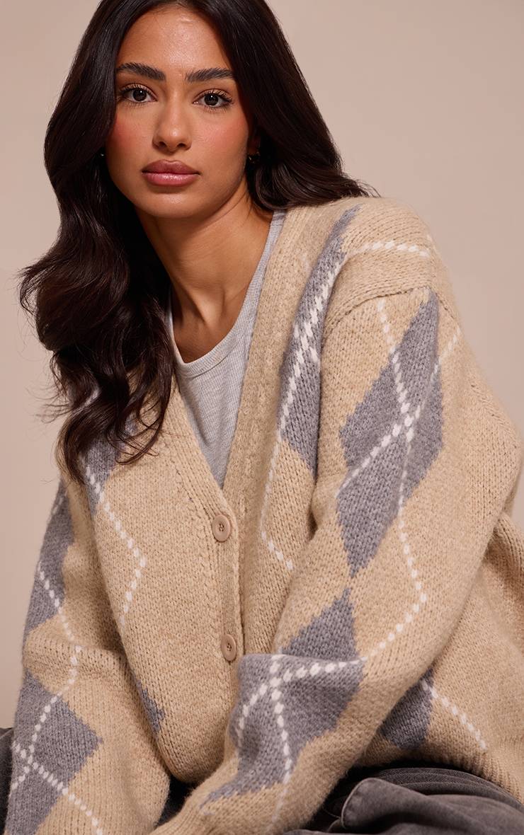 Gris Cardigan Boutonné En Maille Épaisse Petite Taille
