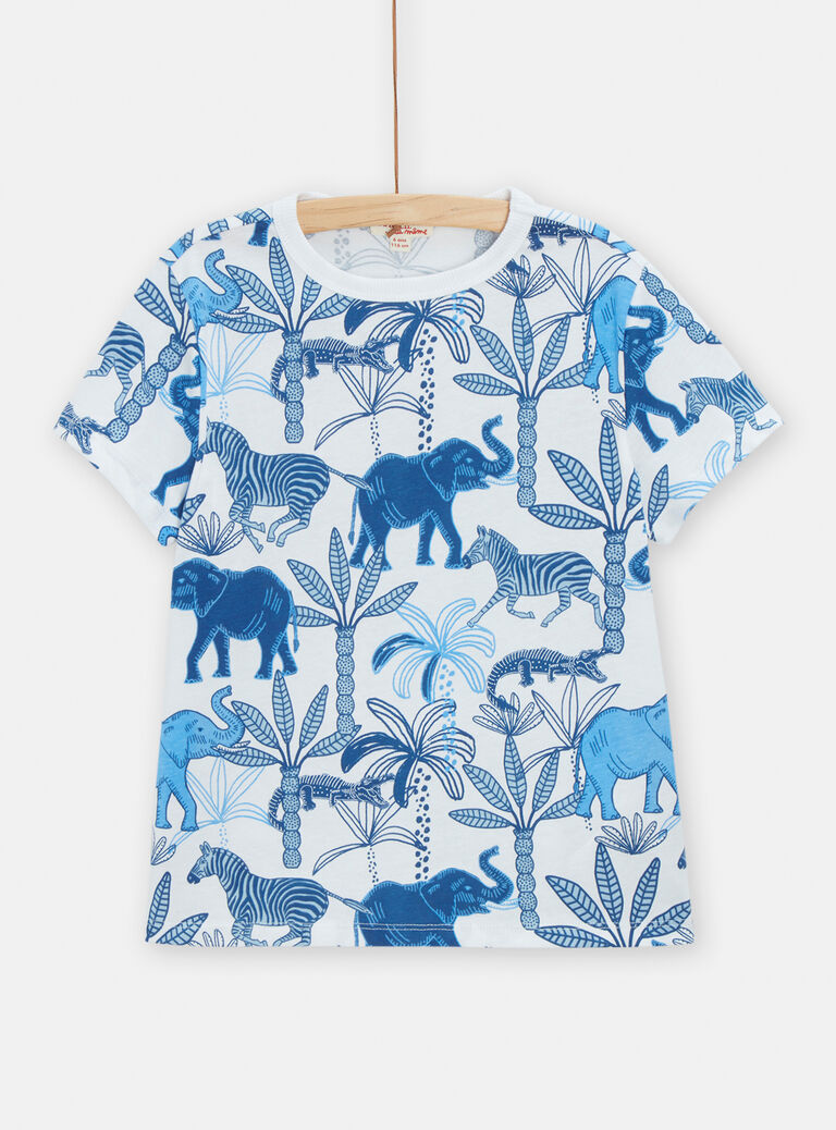 T-shirt blanc imprimé savane pour garçon