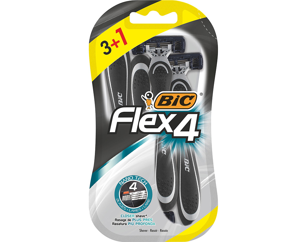 MÁQUINA BIC DESCARTÁVEL FLEX 4 COMFORT 3 1UN GRÁTIS
