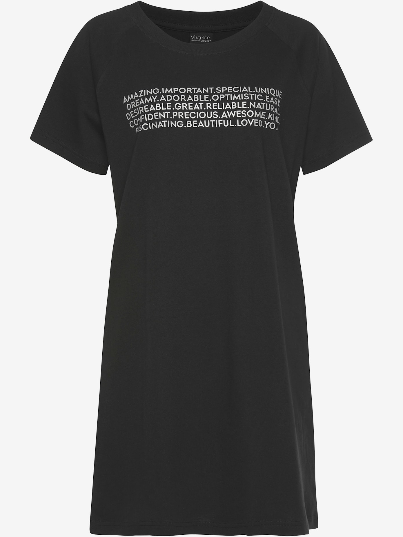 T-shirt de nuit chemise de nuit courte avec imprimé texte devant