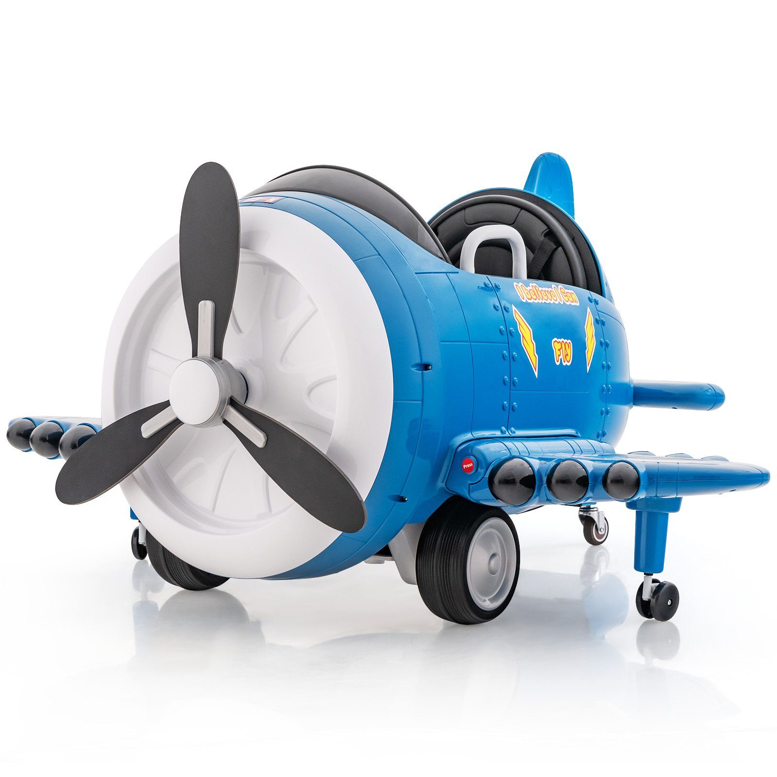 Carro elétrico infantil COSTWAY, avião elétrico com hélice, brinquedo de avião