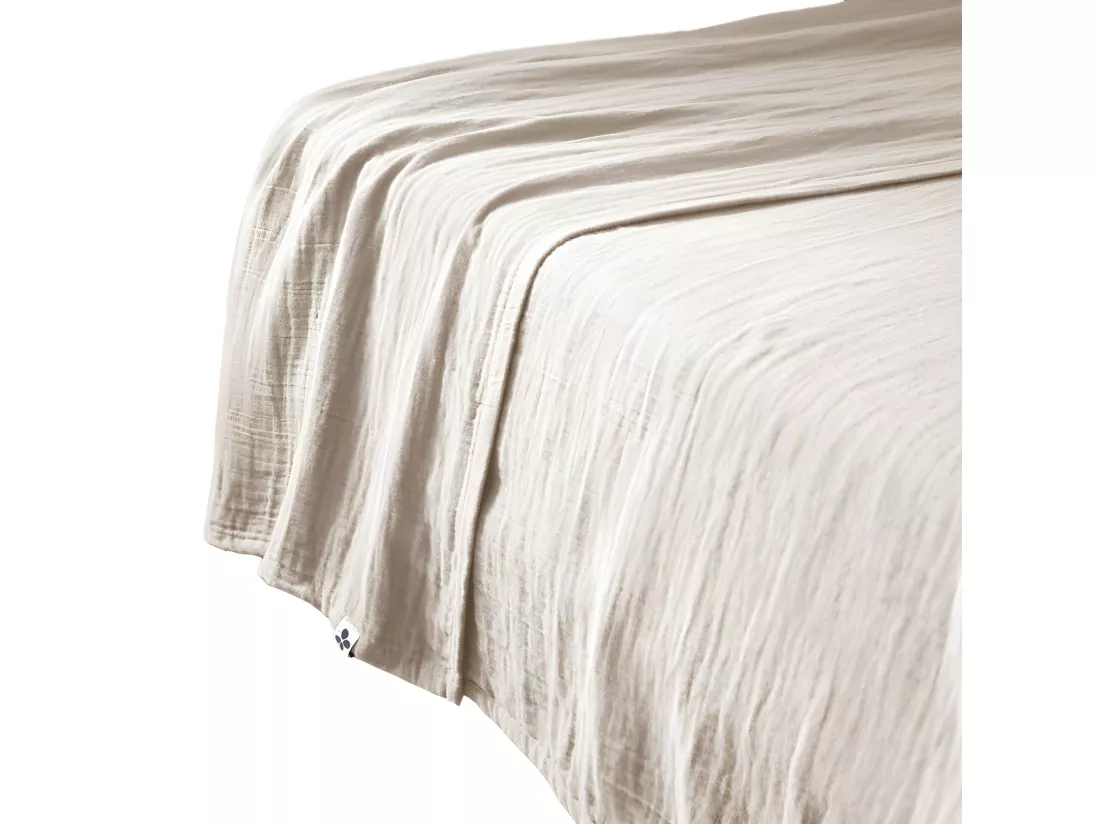 Drap plat 240 x 300 cm en double gaze de coton écru - PEPA