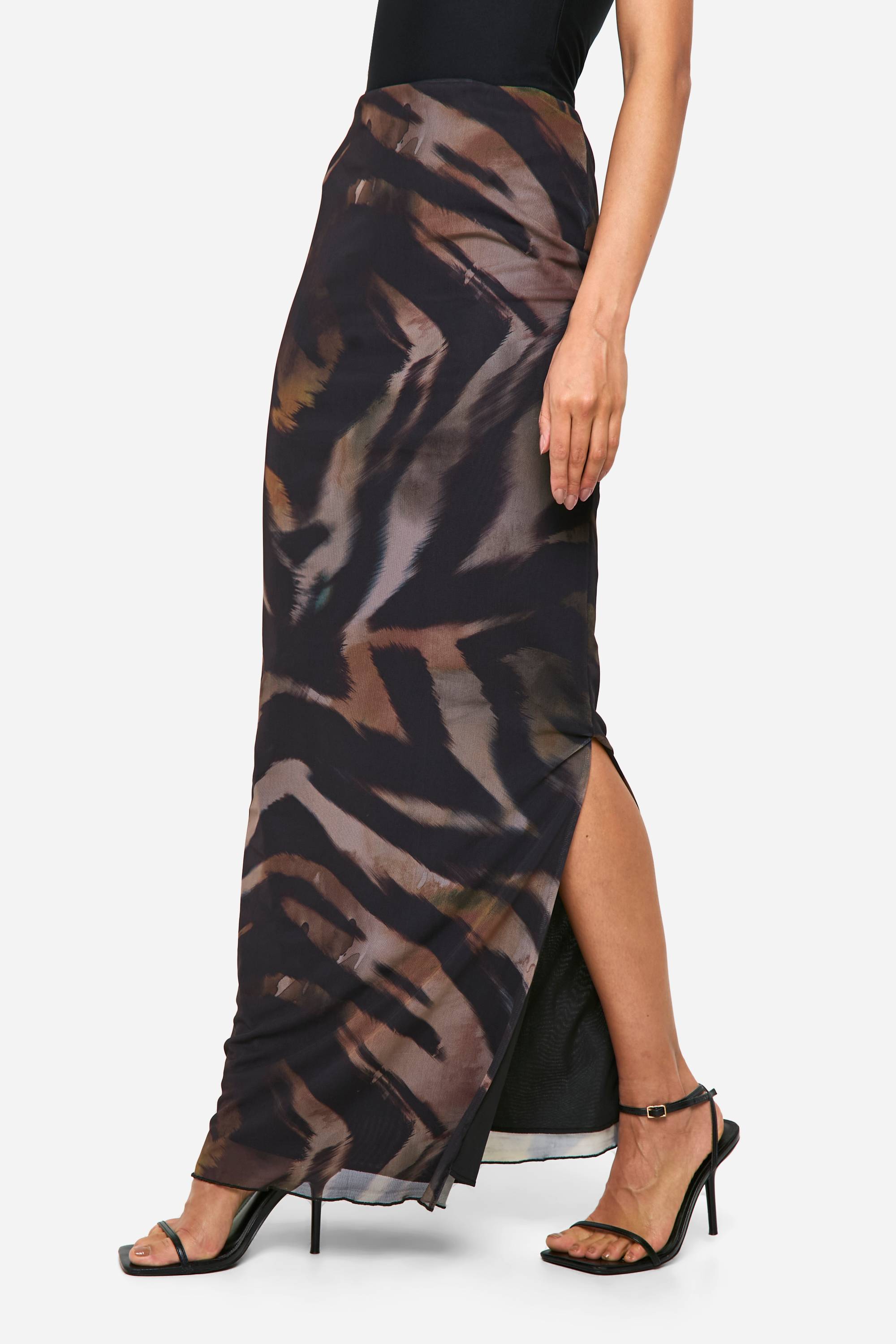 boohoo Jupe Maxi en maille à imprimé animal