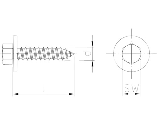 Combinatieplaatschroef met zeskant, 4,8 x 16 mm, verzinkt, 100 stuks