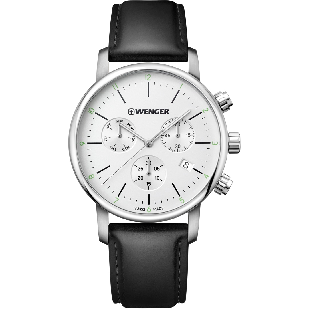 Wenger Urban Classic Chrono Silbrig / Schwarz Ø 44mm