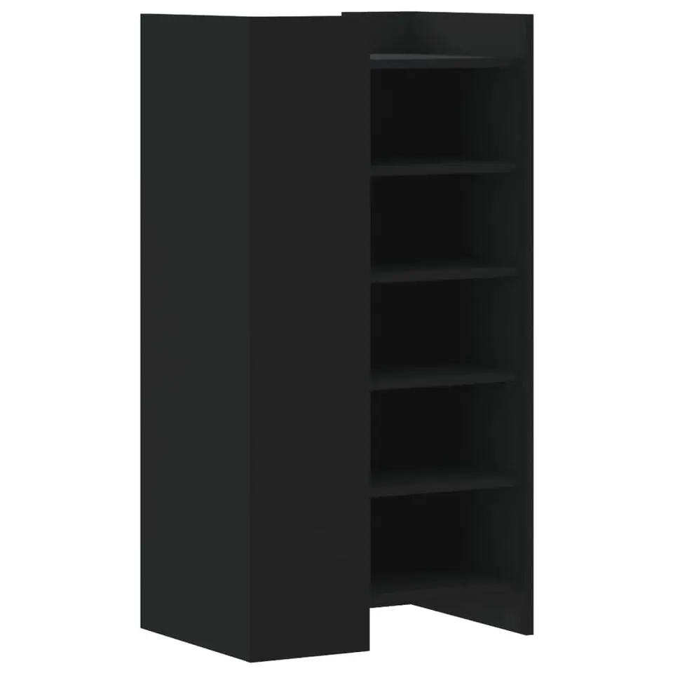 vidaXL - Schoenenkast 10 paar met 1 deur - Zwart - Bewerkt hout - 52x37.5x100 cm