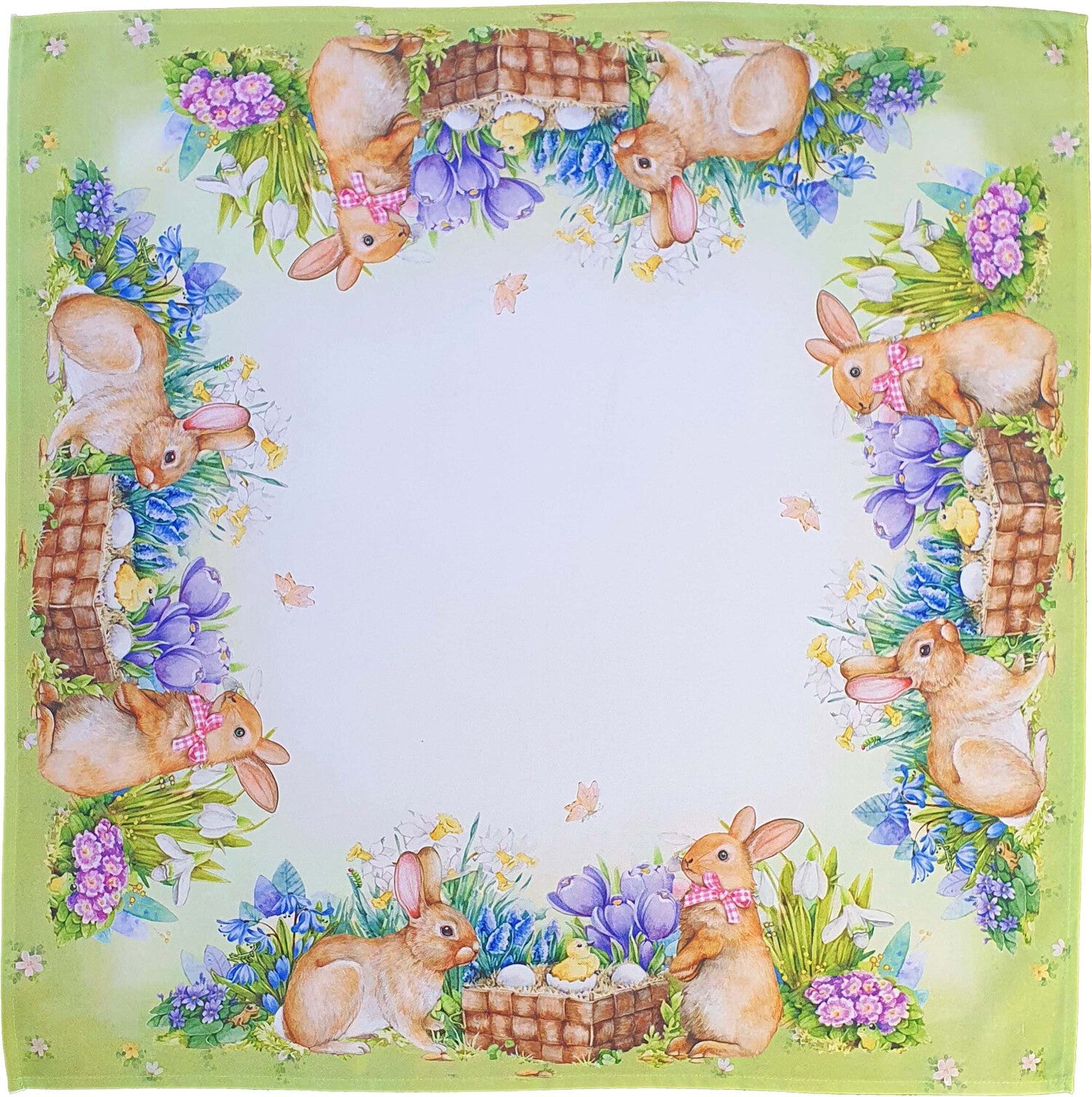 Unique Living tafelkleed konijnen multi 90 x 90 cm