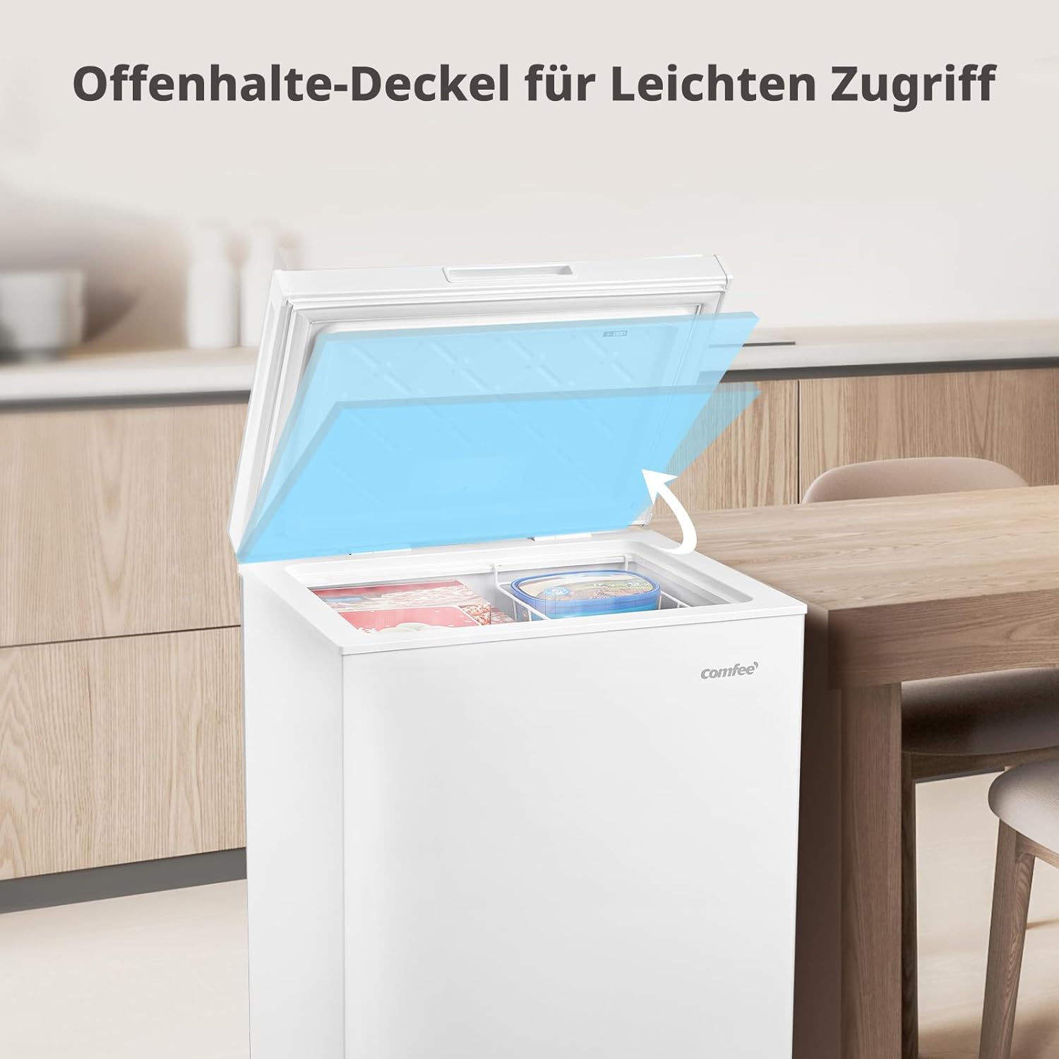 RCC102WH2EU(E) Gefriertruhe 99L, Leise 38dB, 4-Sterne-Gefrieren, Flexibel -30°C bis +10°C, 169 kWh pro Jahr, für Küche & Garage, Weiß