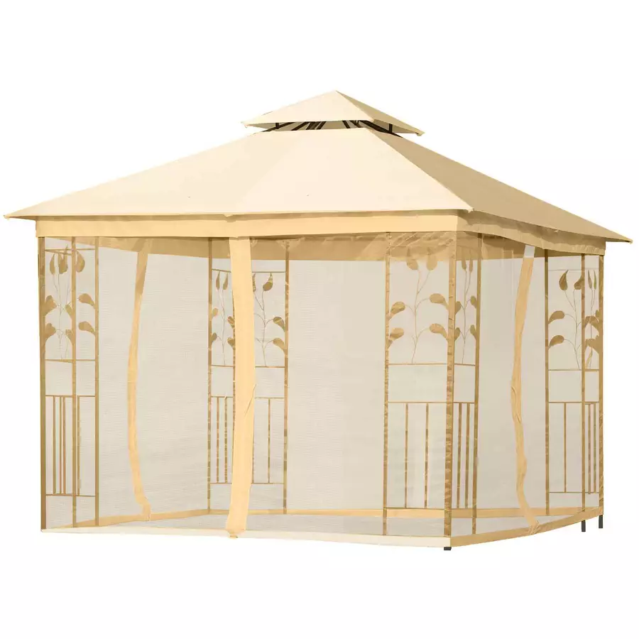 Outsunny Luxus Pavillon mit wasserabweisenden Dach gelb, schwarz