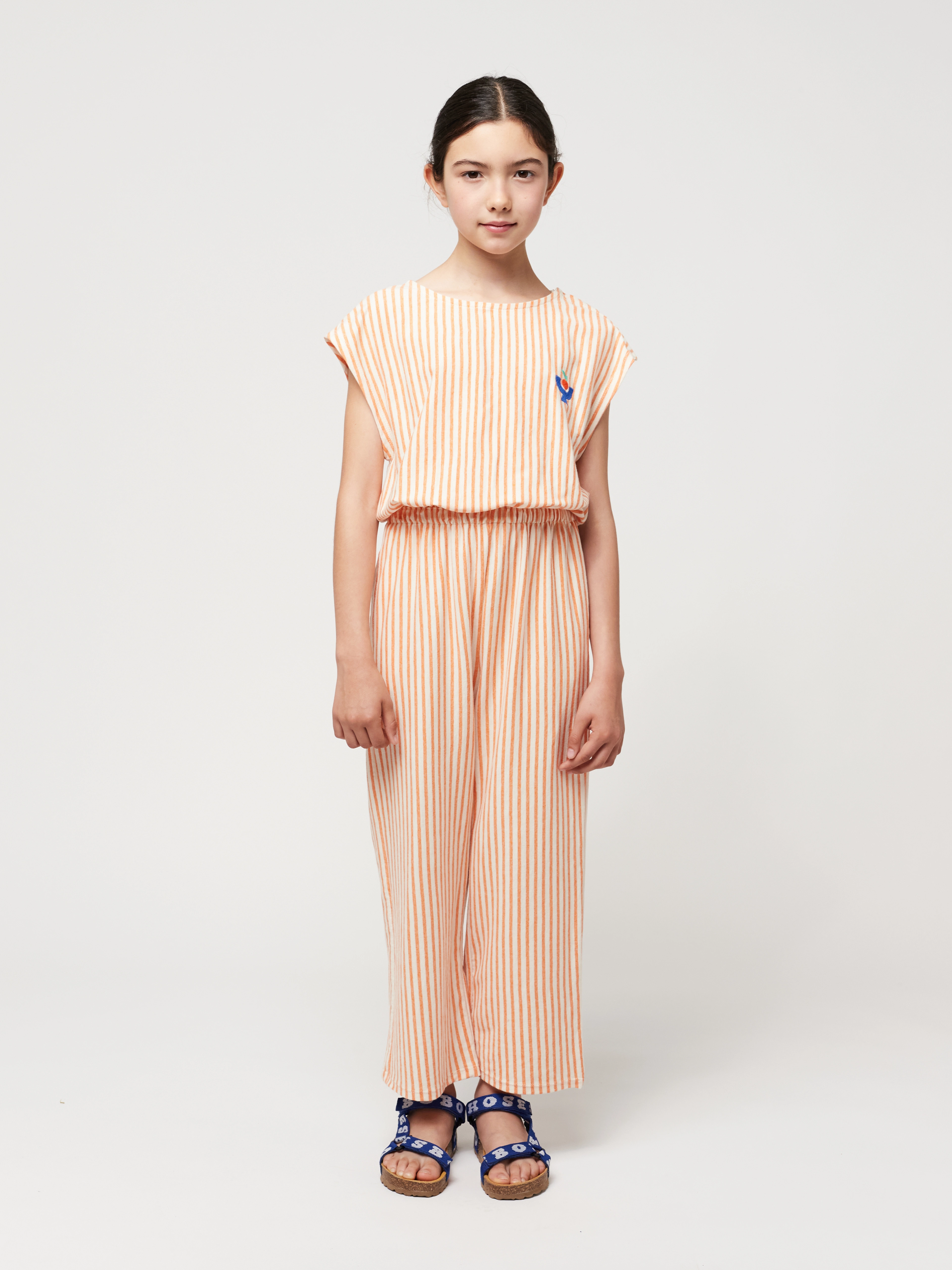 Jumpsuit VERTICAL STRIPES ärmellos in orange