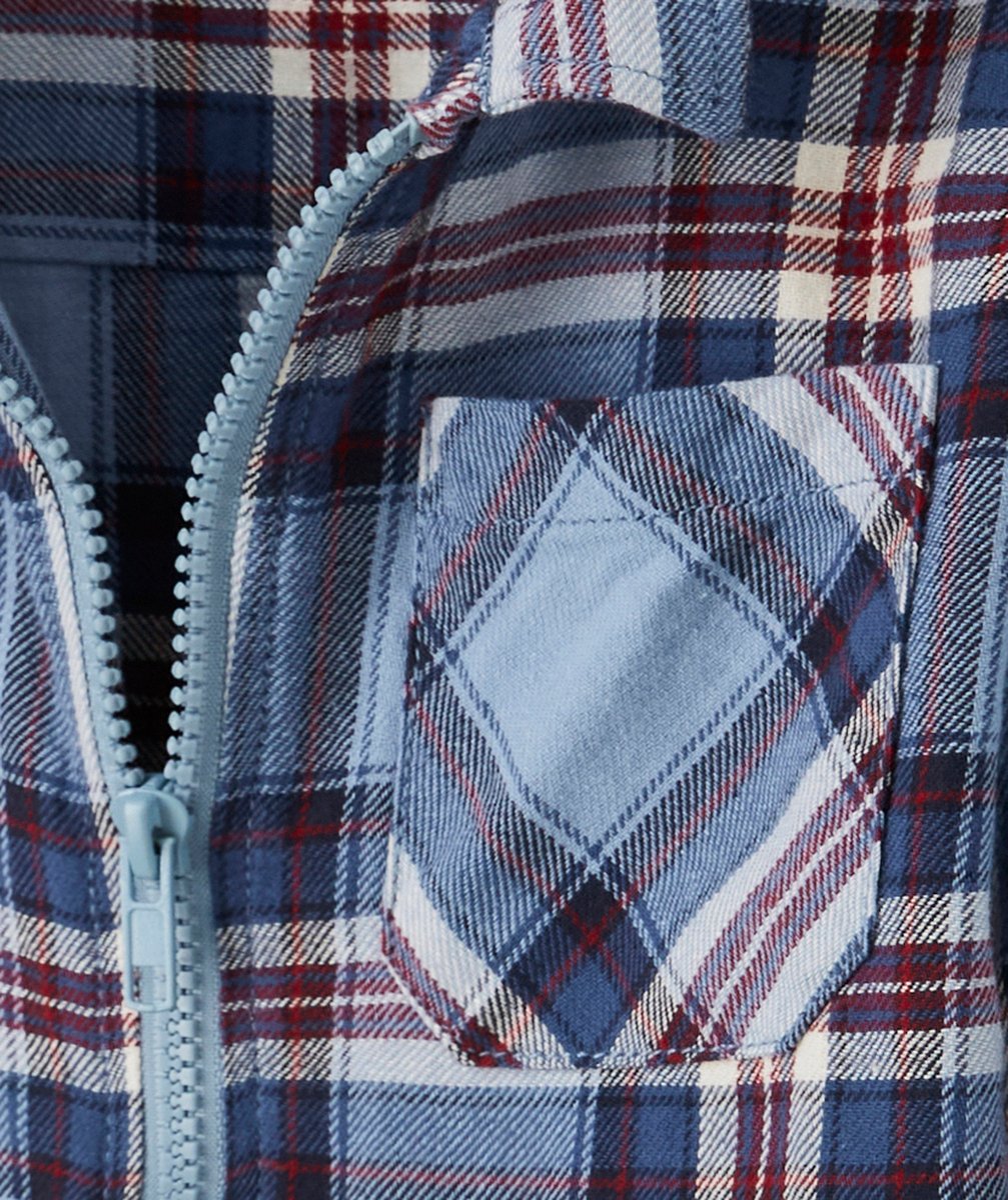CHEMISE À CARREAUX GARÇON BLEUS ET BORDEAUX ZIPPÉE