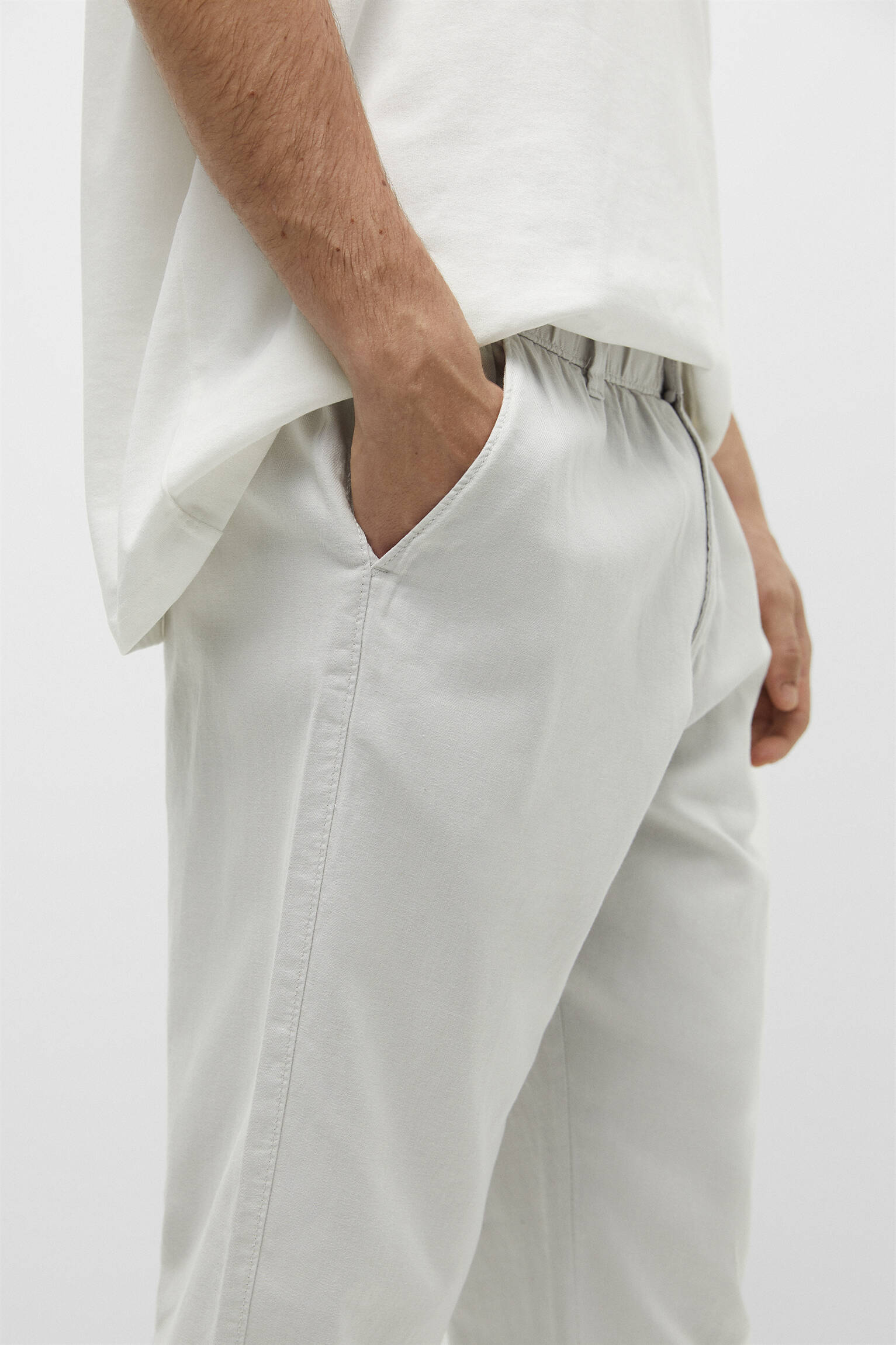 Calça chino básica de linho - Ice
