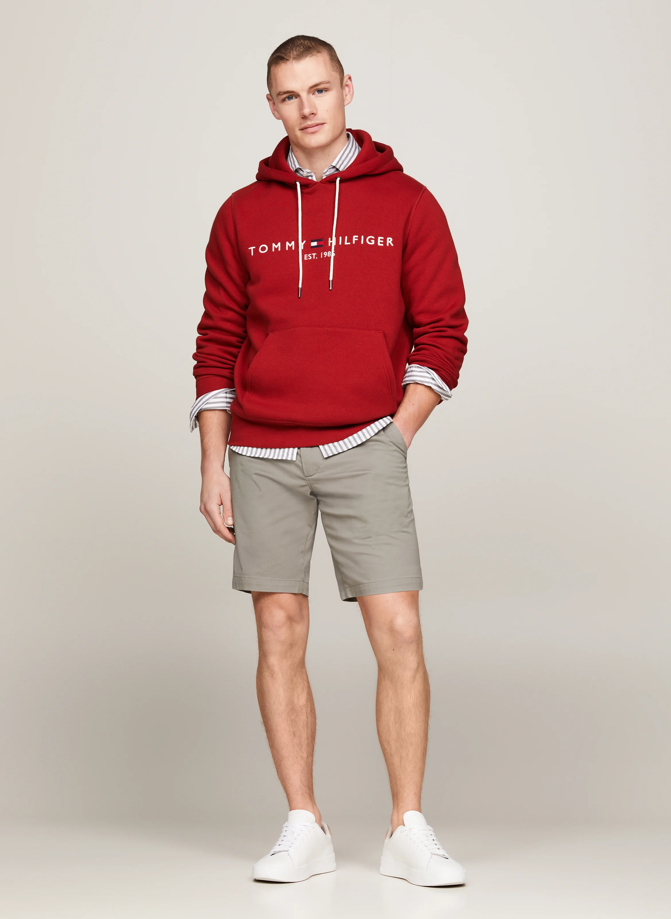 Sweat à capuche regular-fit en coton mélangé | Rouge