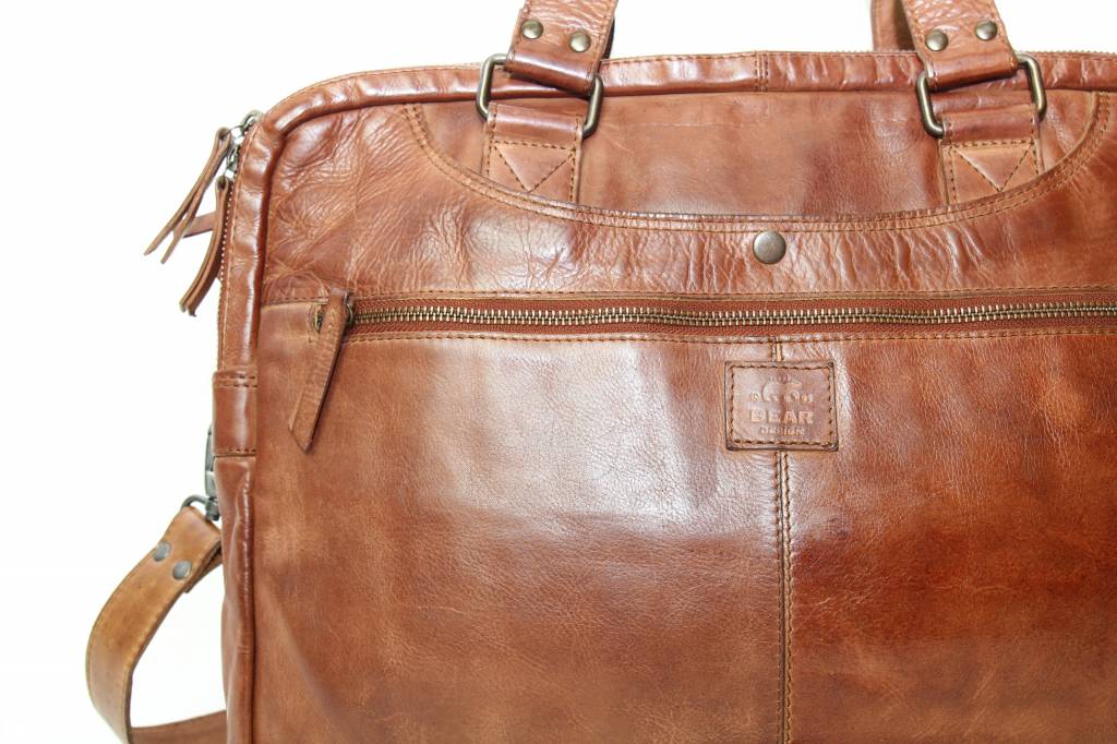 Bear Design Cow Lavato Laptoptas Leandro Cognac CL 32843