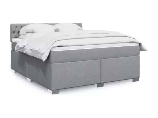 Sommier à lattes de lit avec matelas Gris clair 180x200cm Tissu