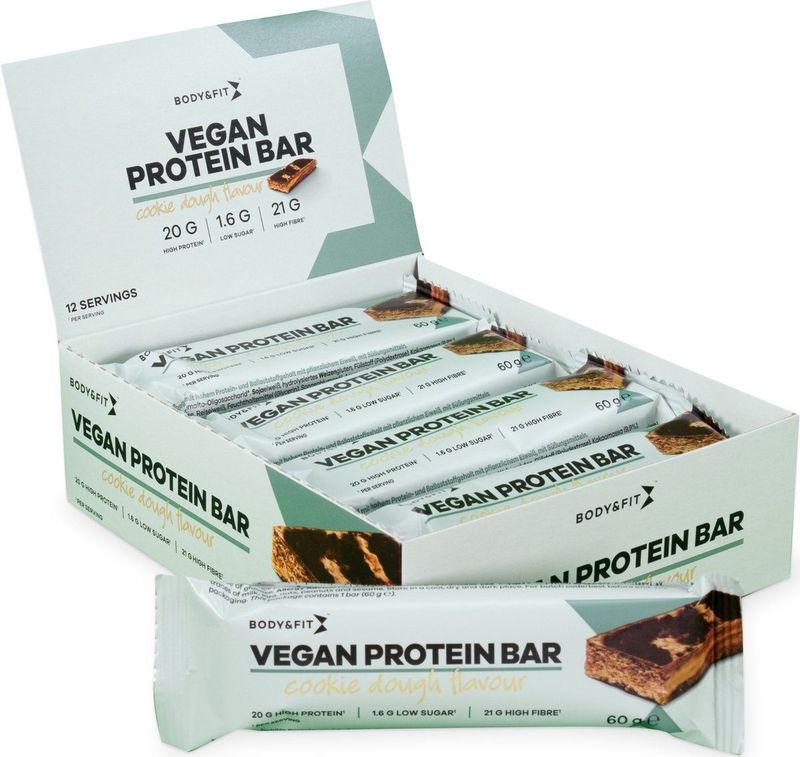 Body & Fit - Vegan Protein Bar - Cookie Dough - 12 Eiwitrepen - 720 gram