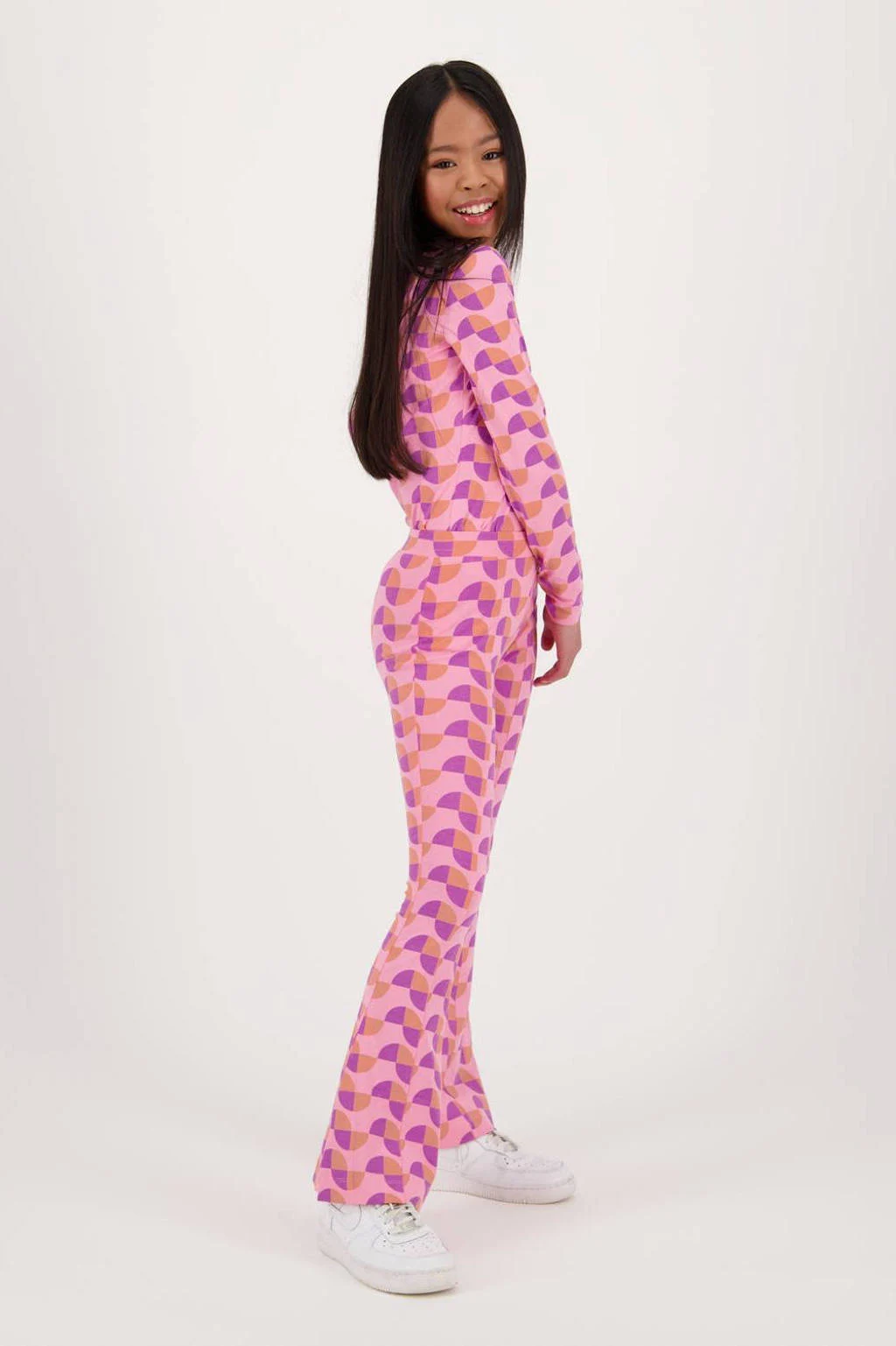 Raizzed top Marita met all over print lichtroze/paars/oranje