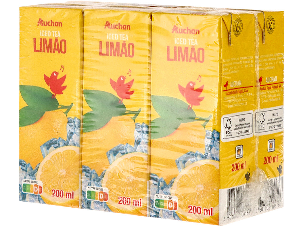 ICE TEA AUCHAN LIMÃO 6X200ML