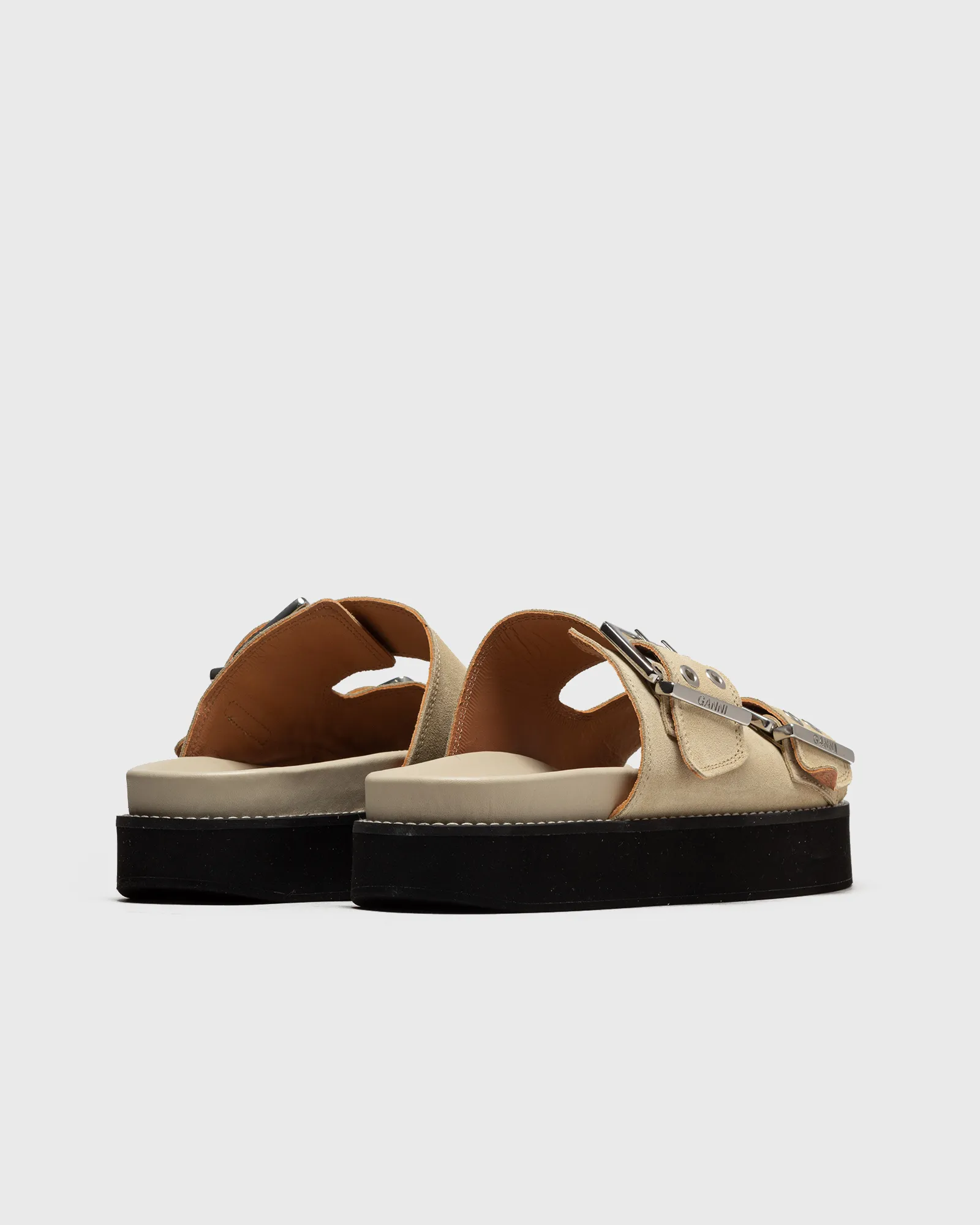 Ganni WMNS Wide Welt Chunky Buckle Flat Sandal Suede